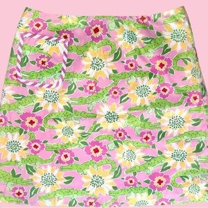 Lilly Pulitzer Y2K Pink gator Croc Monsieur vintage skirt size 6